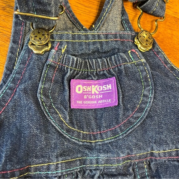 Vintage Osh-Kosh Denim Overalls blue patch size 12 months 100% cotton - Picture 4 of 9